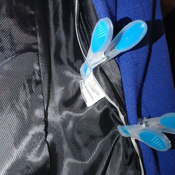 Calvin Klein Size 2 Wool Blue Coat Jacket Women Button And Tie Waist Pockets - Picture 5 of 9